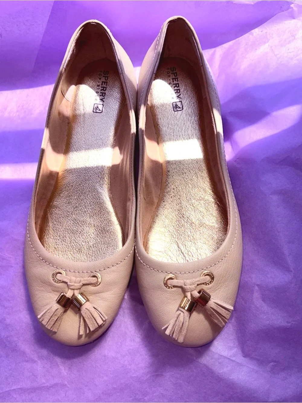 Sperry Cream Tassel Ballet Flats